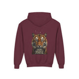 Tiger 'God Money Power' Youth Hoodie — Bold Graphic Pullover for Kids