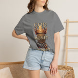 God Money Power T-Shirt — Crown, Coin & Fist Graphic Tee