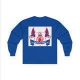 Long Sleeve Tee — "God Money Power" Patriotic Jesus Graphic