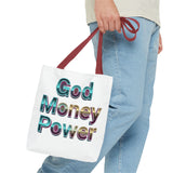 God Money Power Tote Bag – Bold 3D Typography Inspirational Carryall