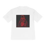 Red Prayer Graphic Tee — Retro Gothic Nun Illustration Moisture-Wicking Shirt