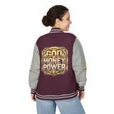 Letterman Jacket — God Money Power Gold Emblem Varsity Jacket