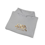 God • Money • Power Hoodie — White Pullover with Gold GMP Logo