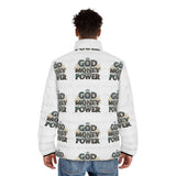 God Money Power Puffer Jacket — Graphic All-Over Print Men's Jacket