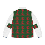 Puffer Jacket — Festive Red & Green Patterned Winter Coat