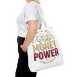 God Money Power- Tote Bag – Inspirational Faith & Prosperity Canvas Tote
