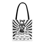 Iconic Madonna Tote Bag — 'God Money Power' Graphic All-Over Print