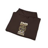 Money Power Hoodie — Gold Coin Stack Graphic Hooded Sweatshirt