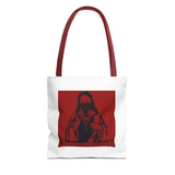 Jesus Icon Masked Tote Bag - 'Lord Money Power' Red Graphic Tote