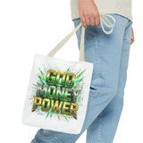 Tote Bag — "God Money Power" Bold Graphic Tote for Faith & Hustle