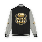Letterman Jacket — "God Money Power" Bold Crest Varsity Jacket