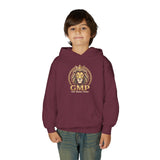 Youth Lion Crest Hoodie — GMP Gold Emblem Kids Pullover