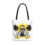 Religious Icon Bandana Tote Bag — 'God Honors Power' Palm Tree Sun Tote