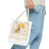 Egyptian Pyramid Tote Bag — "God Money Power" Sun & Ankh Graphic