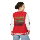 Letterman Jacket - "Put God First, Hustle for the Money" Inspirational Varsity Jacket