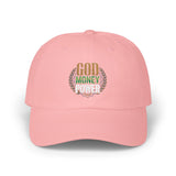 God Money Power -Dad Cap — Embroidered Religious Faith & Prosperity Baseball Hat