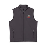 God Money Power- Men's Soft Shell Vest — Small American Flag Patch Chest