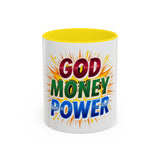 God Money Power Accent Coffee Mug — Inspirational Faith & Prosperity Gift (11/15oz)