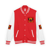 Letterman Jacket — "God Money Power" Red & White Varsity Jacket