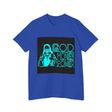 God Money Power T-Shirt — Retro Neon Graphic Tee (Front Illustration, Back Text)
