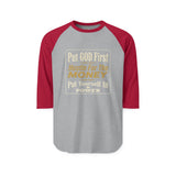 Raglan Shirt - "Put God First, Hustle for the Money, Put Yourself in Power" Motivational Faith Tee