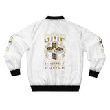 Money Power Bomber Jacket — GMP Graphic White Men’s Jacket