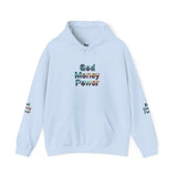 God Money Power Hoodie — Inspirational Graphic Pullover with Script on Sleeves
