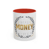 Coffee Mug — 'God Money Power' Laurel Accent Ceramic Mug (11/15oz)
