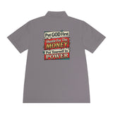 Men's Motivational Polo — "Put GOD First, Hustle For The Money, Put Yourself In Power"