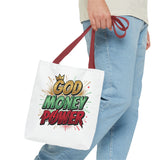 God Money Power Tote Bag — Bold Graphic Faith & Prosperity Statement Tote