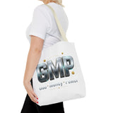 GMP Metallic Logo Tote Bag — God Money Power Graphic Tote