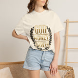 God Money Power T-Shirt — Bold Gold Laurel Graphic Tee
