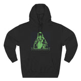 Religious Graphic Hoodie — 'God Money Power' Green Icon Print