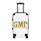 Carry-On Suitcase — 'GMP: God Money Power' Gold Logo Travel Luggage