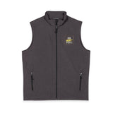 God Money Power-Men's Soft Shell Vest — Yellow Bee Splash Chest Logo, Lightweight Outdoor Layer