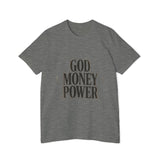 God Money Power T-Shirt — Bold Typography Faith & Hustle Tee
