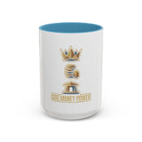 Accent Coffee Mug — "God Money Power" Crown & Wealth Icon Ceramic Mug (11/15oz)