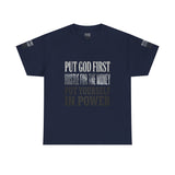 Inspirational Faith Tee — "Put God First, Hustle for the Money, Put Yourself in Power"