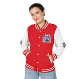 Letterman Jacket — Patriotic 'God Money Power' Graphic Varsity Jacket