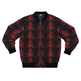 Red Hooded Grim Reaper All-Over Print Bomber Jacket — Gothic Streetwear