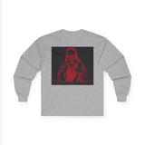 Long Sleeve Tee — Red Samurai Graphic Prayer Pose