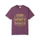 God Money Power T-Shirt — Bold Gold Graphic Tee