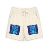 Graphic Fleece Sweat Shorts — Blue Neon Skull Pocket Print