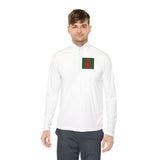 Quarter-Zip Pullover — Red & Green Sacred Heart Madonna Graphic