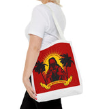 Sunrise Rasta Tote Bag – "God Money Power" Graphic Beach Shopper
