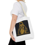 Religious Icon Tote Bag — 'God Money Power' Gold Graphic