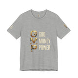 GVP 'God Money Power' Graphic Tee – Gold Lettering Christian Streetwear