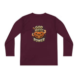 Youth Long Sleeve Tee — 'God Money Power' Halloween Pumpkin Graphic