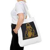Religious Icon Tote Bag — 'God Money Power' Gold Graphic