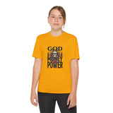Youth Graphic Tee — "God Money Power" Skull Design